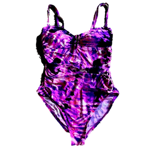 Calvin Klein ruched 1 piece swimsuit purple